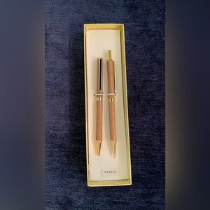 Cross pen and pencil set in Myrtle wood, in gold box ready for gift giving.